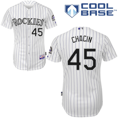 Jhoulys Chacin #45 MLB Jersey-Colorado Rockies Men's Authentic Home White Cool Base Baseball Jersey